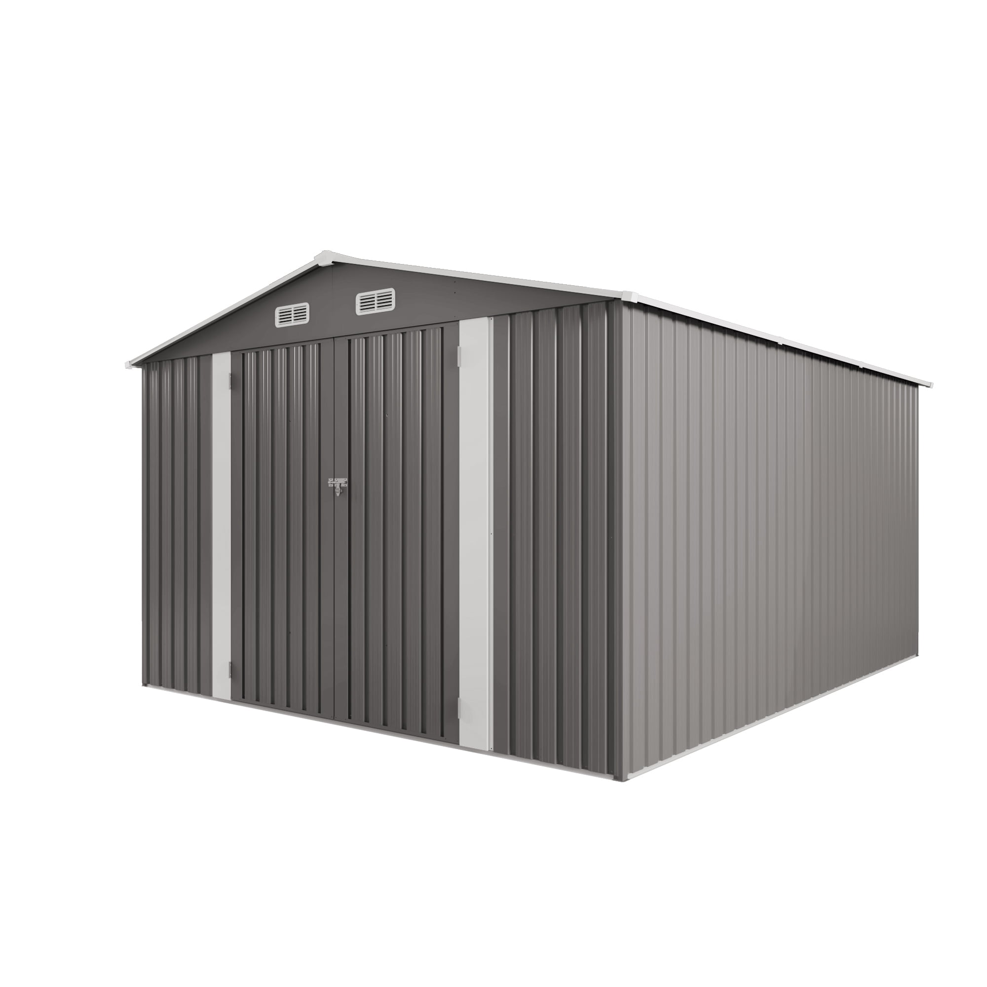 Extra Large Metal Utility Shed - Lockable Door Design with Clear Window for Lawn Equipment