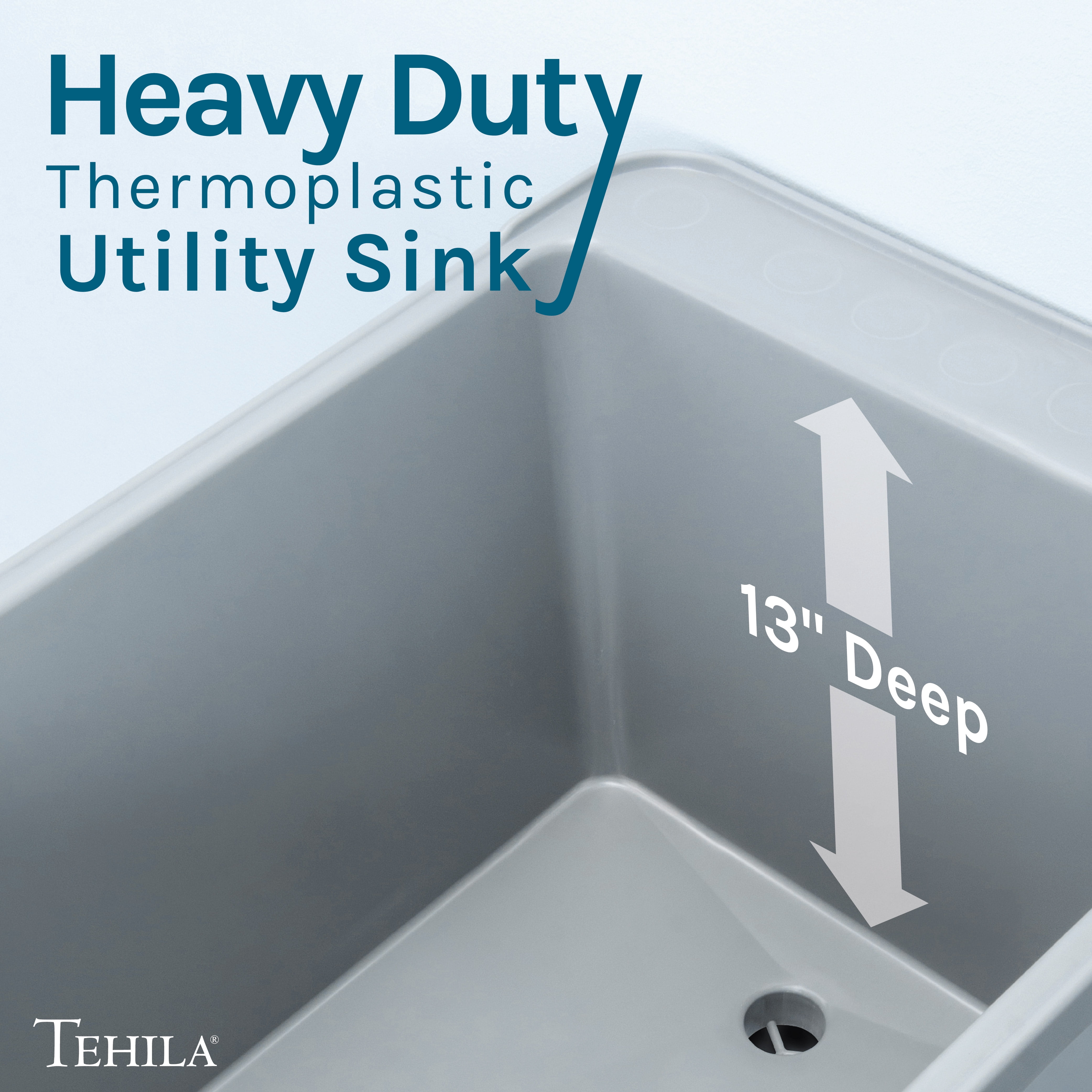 TEHILA Space Saver 16 Gallon Grey Utility Sink with Stainless Finish Faucet & Side-Sprayer