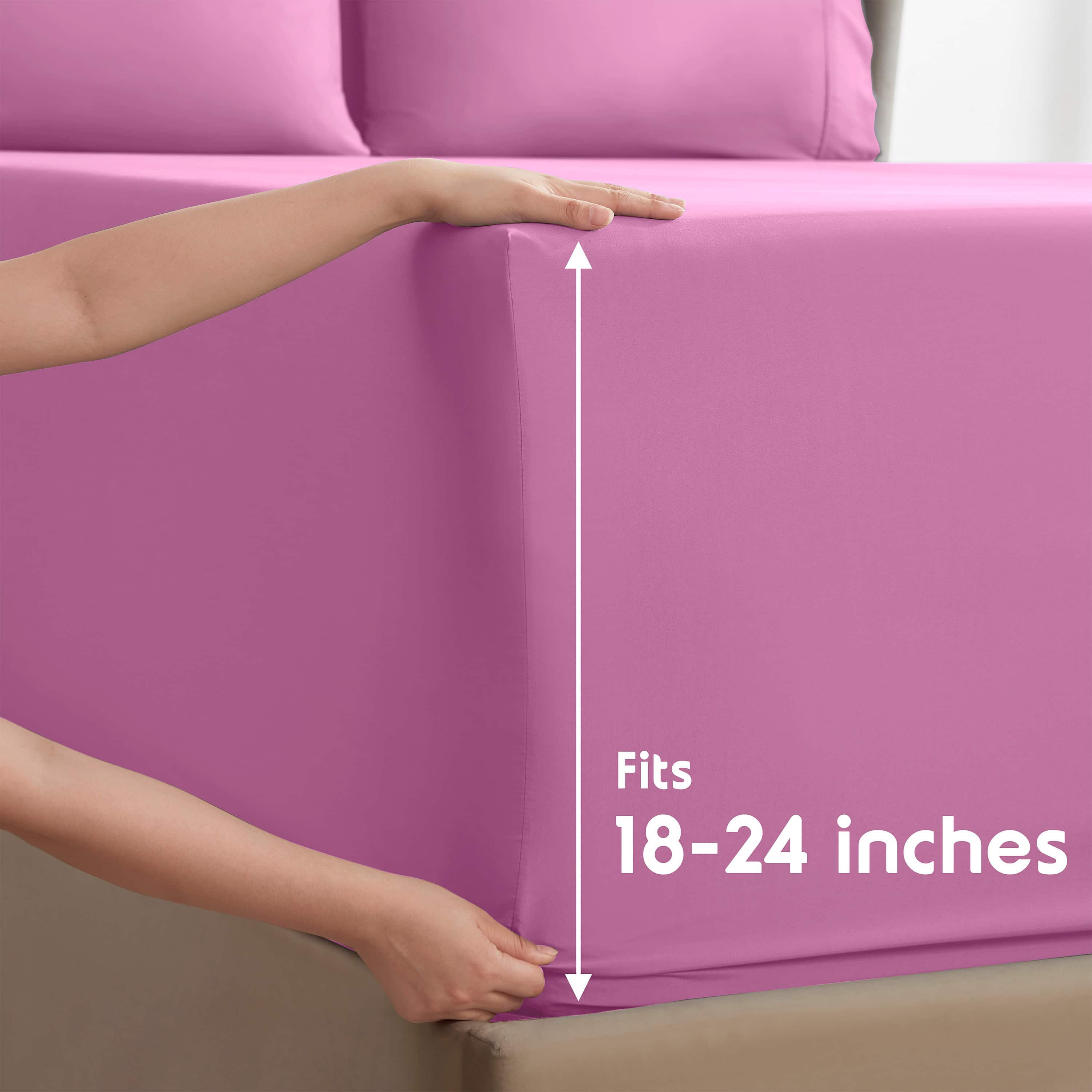 LammaLoe Extra Deep Pocket Twin Xl Sheets Set, 3 Piece, Fits 18"-24" Mattress, Breathable & Extra Soft Bed Sheets, Light Pink