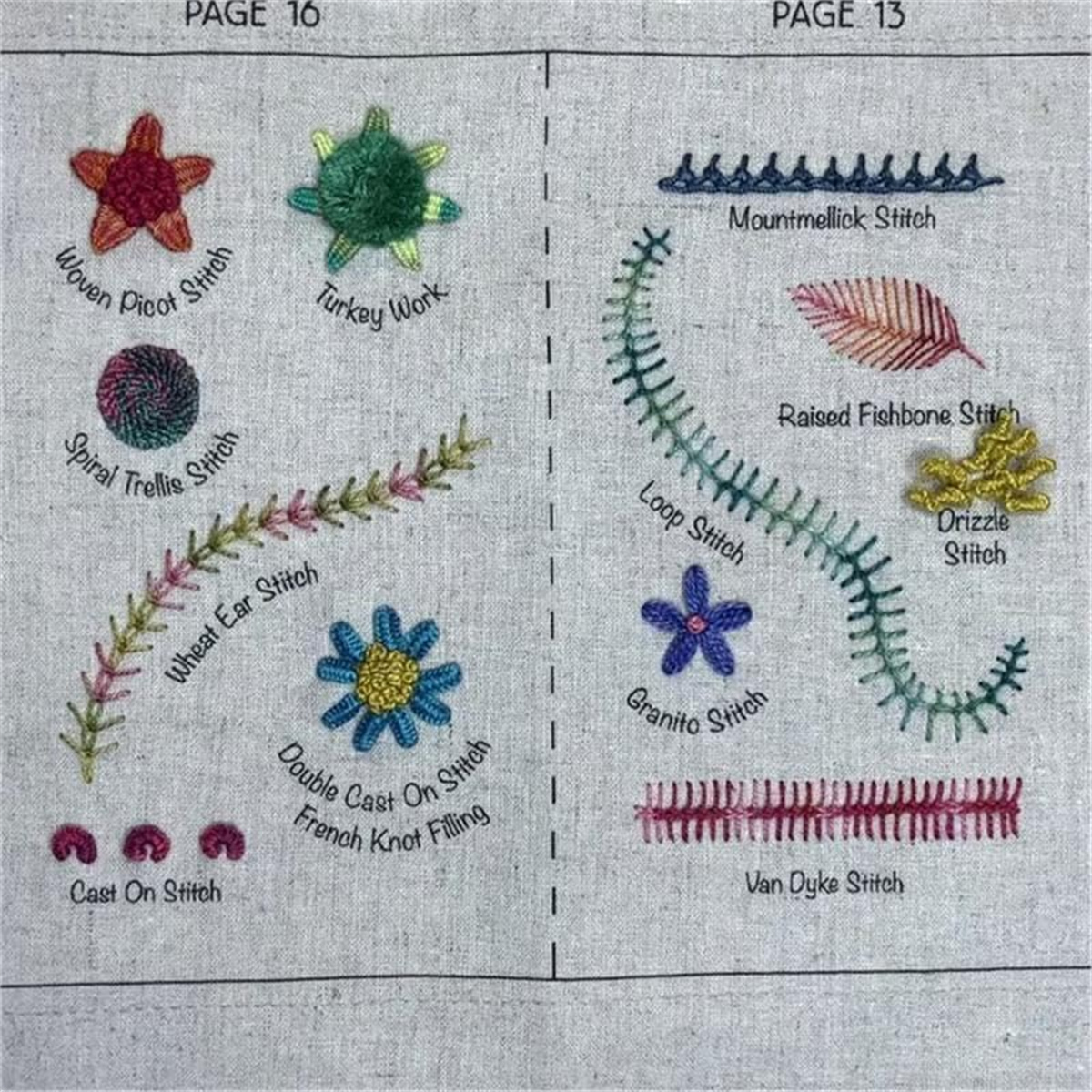 DIY Stitches Book Sets Yahome Sewing Kit and 106 Unique Stitches, Handmade Stitch Book Embroidery Set Embroidery Pattern for Beginners and Embroidery Enthusiast (106 Different Stitches)
