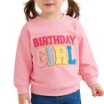 thumbnail image 2 of FINALGANG Girls Kids Casual Long Sleeve Sweatshirt Birthday Colorful Letter Embroidery Crewneck Loose Fit Pullover For Casual Daily Wear Pink 2-3 Years, 2 of 4