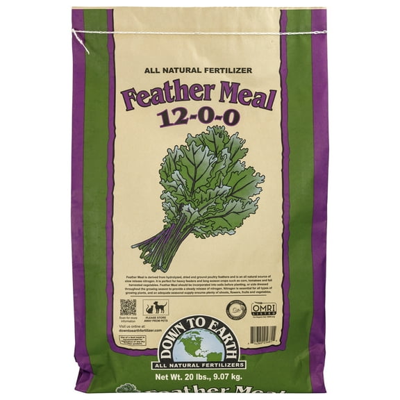 Down To Earth Organic Feather Meal 12-0-0 All-Natural Fertilizer, 20lbs