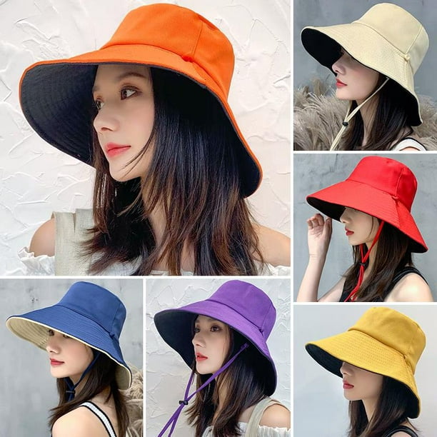 Kentiuttd Women Outdoor Sunscreen Summer Sun Hats Anti-Uv Protective Cap Solid Color Ladies Women Fashion Hat Blue 58cm