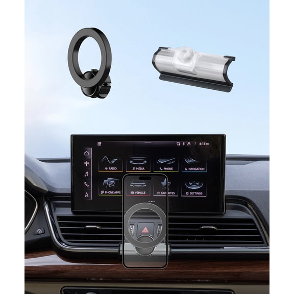 MaserWeller Car Phone Holder for Audi Q5 2017-2025 / SQ5 2018-2024 Accessories, 360° Rotation Phone Mount Compatible with MagSafe, Cell Phone Holder Does Not Affect Air Vent