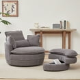 thumbnail image 5 of 38"W Oversized Swivel Chair with moon storage ottoman for Living Room, Modern Accent Round Loveseat Circle Swivel Barrel Chairs for Bedroom Cuddle Sofa Chair Lounger Armchair, 4 Pillows,CORDUROY, 5 of 19