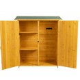 thumbnail image 3 of Holaki Outdoor Storage Shed with Lockable Door, Wooden Tool Storage Shed w/Detachable Shelves & Pitch Roof- 56"L x 19.5"W x 64"H, Natural, 3 of 11