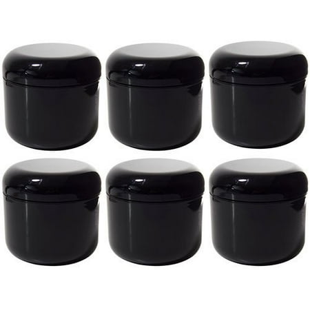 - Black Double Wall Plastic Jar with Dome Lid 4 oz (Pack of 6)