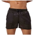 thumbnail image 2 of Viluyesy Mens Swim Trunks, Lightweight Drawstring Quick Dry Beach Loose Casual Board Shorts Black L, 2 of 5