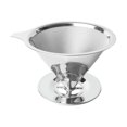 thumbnail image 3 of 304 stainless steel coffee filter double-layer non-filter paper funnel drip hand coffee filter with bracket, 3 of 4