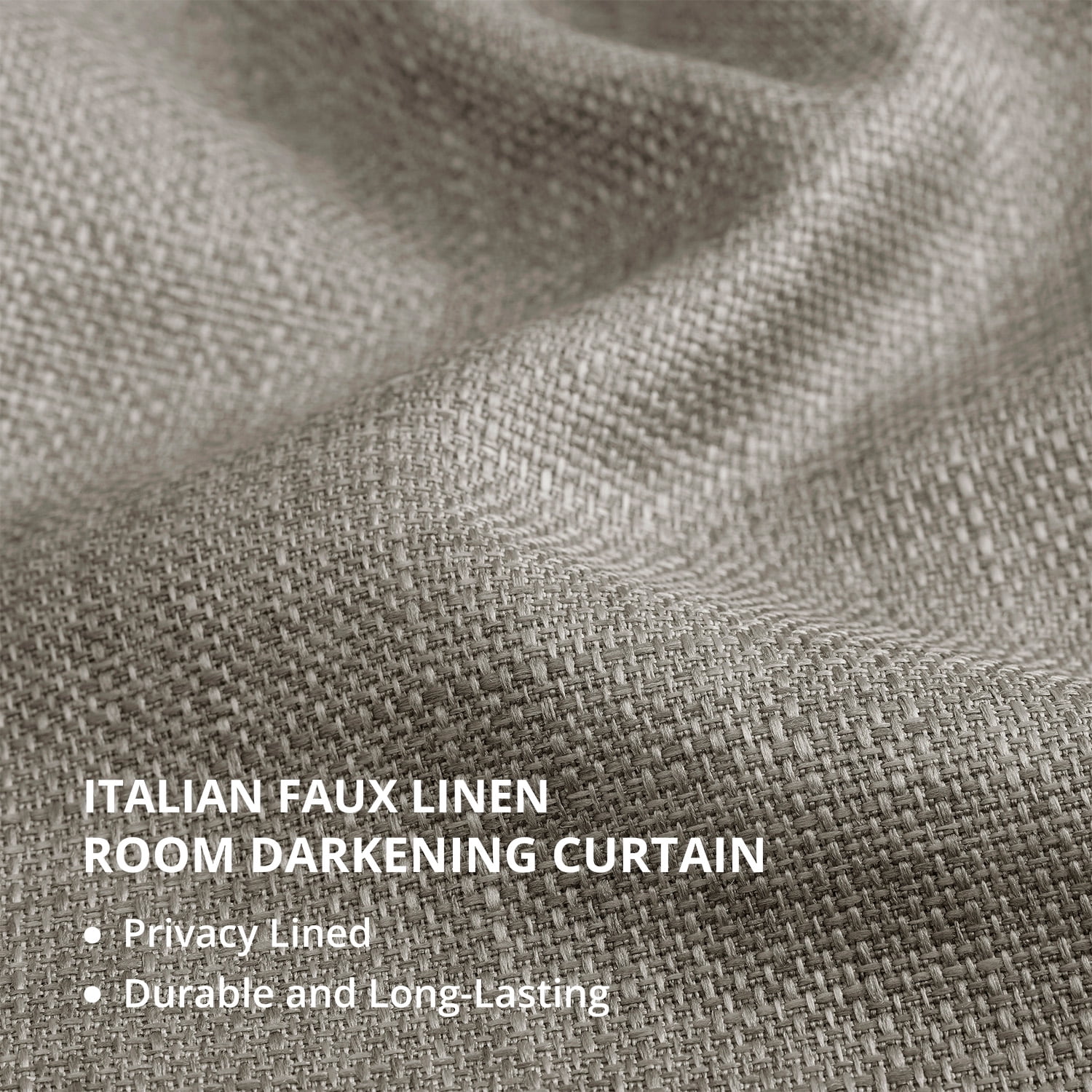 Half Price Drapes Fossil Grey Italian Faux Linen Room Darkening Curtains (1 Panel), 50W X 108L