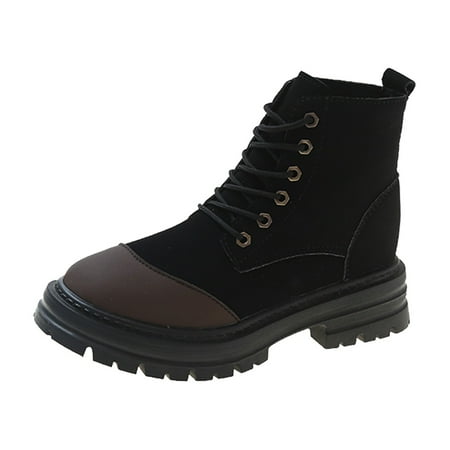 

GWAABD Ankle Boots for Womens Boots Leather Side Zipper Ankle Boots Low Tube High Heel Thick Heel Women s Boots