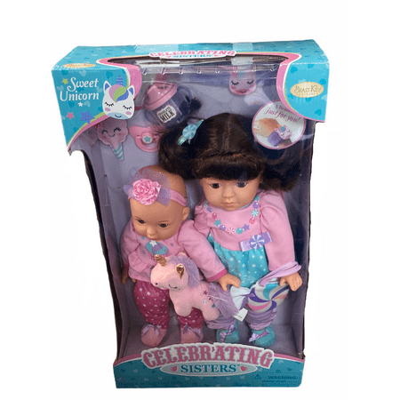 Brass Key Keepsakes Celebrating Sisters Sweet Unicorn Dolls Brunette Brown Eyes