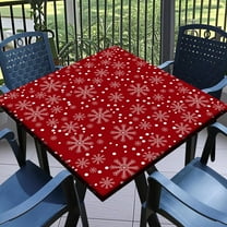 Christmas Card Table Covers Fitted Square 34x34 with Elastic Outdoor Tablecloth Square Elastic Tablecloths for Tables Waterproof Wipeable Table Cloths for Indoor,Picnic,Kitchen,Dinner