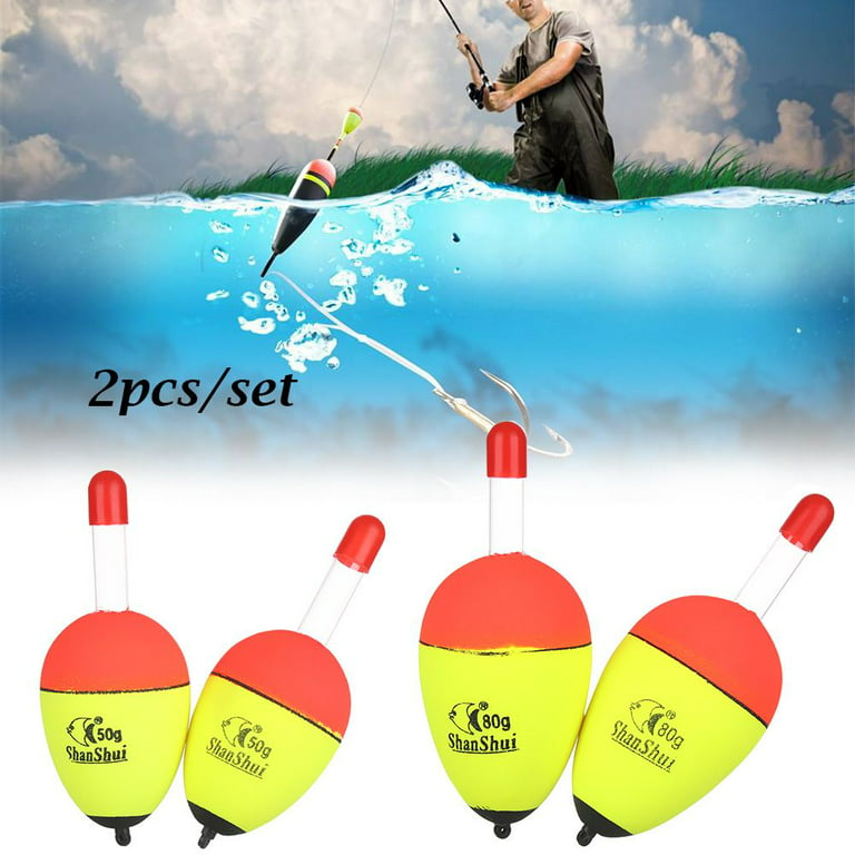 2pcs/set 5g/8g/10g/15g/20g/30g/40g/50g/60g/70g/80g New Bobber Plastic  Luminous Eva Foam Light Stick Ball Boia Fishing Night Float 50G 