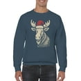 thumbnail image 2 of Festive Moose with Santa Hat Men's Sweatshirt, 2 of 3