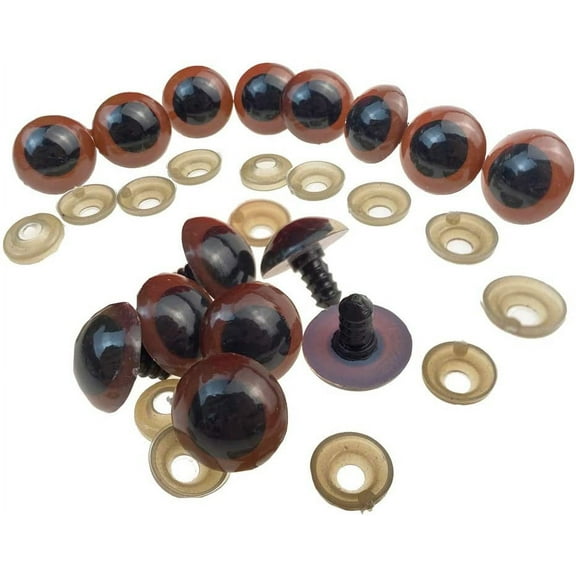 100PCS Brown Plastic Safety Eyes Craft Eyes for Sewing Crafting Buttons Teddy Bear Doll Stuffed Animals Puppet Doll Making DIY Crafts Toy Accessories Size 20MM