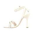 thumbnail image 3 of Schutz Rainah White Nappa Leather Buckle Ankle Braided Chain Straps Heel Sandals (Eggshell, 5), 3 of 4