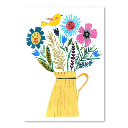 UPC: 0686457554299 | Americanflat Yellow Jug & Flowers by Liz And Kate Pope Poster Art Print