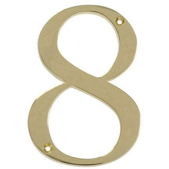 The Hillman Group 843158 4 in. Brass Distinctions Zinc Die-Cast Flush Mount House Number - 8 - 3 Piece