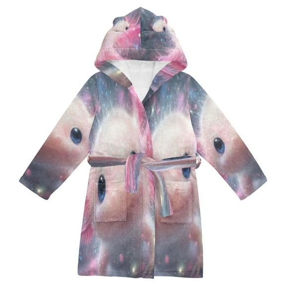 DIXRUYEE Bathrobes Belt Hooded Pink Axolotl Glow Creative Pattern