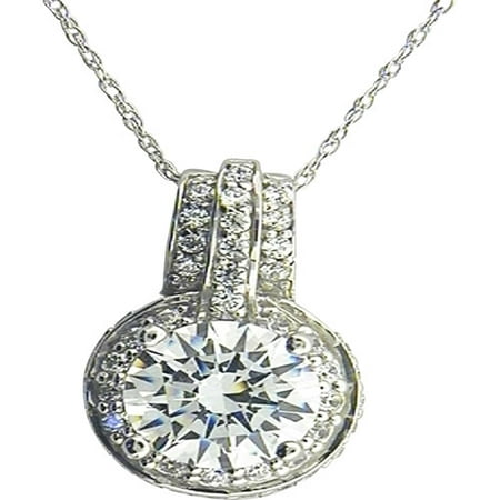 3.91 Carat T.G.W. White Cubic Zirconia Sterling Silver Pendant, 18