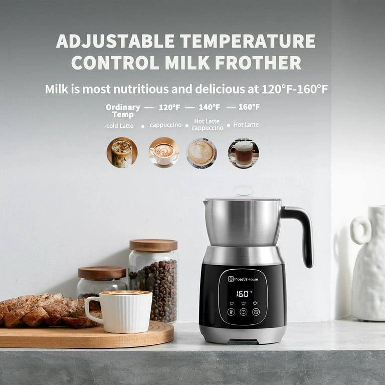 Milk Frother Electric Hot Cold Milk Steamer, Soft Foam Maker Warmer w/ 2  Whisks, Automatic and Silent, Easy to Use and Clean, Stainless Steel for  Latte, Cappuccino, Hot Chocolate 3.4/6.7 oz 