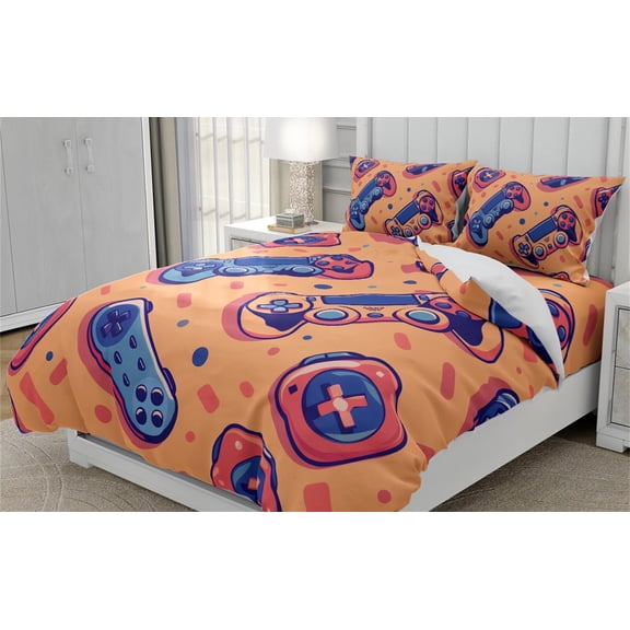 DOJLIO Twin Size Gamepad Pattern Bedding Sets for Game Enthusiast No Comforter for All Ages