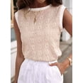 thumbnail image 6 of Women'S Eyelet Tank Tops Floral Casual Round Neck Sleeveless Fashion Beach Vacation Clothes Khaki L, 6 of 7