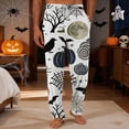 thumbnail image 2 of GrmtClth Halloween Print Men Sleep Bottoms Spooky Halloween Crow Tree Graphic Pajama Pants Elastic Pocket Loungewear Joggers Dark Green S, 2 of 5