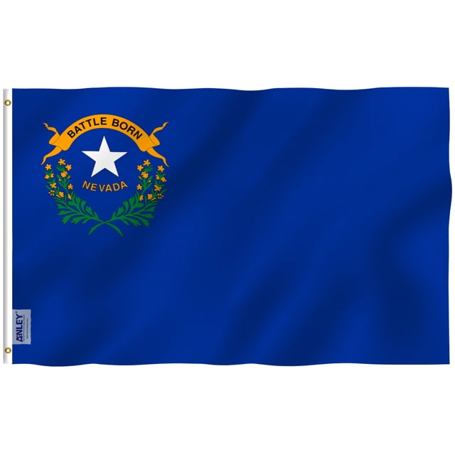 ANLEY Fly Breeze 90 x 150 cm Bandera Estado Nevada - Colores Vivos y Resistentes a Rayos UVA - Bordes Reforzados con Lona y Doble Costura - Nevada NV Banderas Poliéster con Ojales de Latón