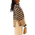 thumbnail image 4 of Blotona Women's Turtleneck Sweater Long Sleeves Striped Color Block Sweater Oversized Turtleneck Pullover Preppy Aesthetic Sweater Tops, 4 of 5