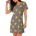 thumbnail image 2 of Fotbe Christmas hat duck Pattern Women's Cotton Nightgown Sleepwear Short Sleeves Shirt Casual Print Sleepdress, 2 of 6