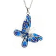 thumbnail image 2 of Juego de aretes y cadena con dije con forma de Mariposa, plata mexicana ley .925, Azul marino, 2 of 5