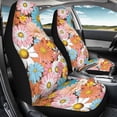 thumbnail image 3 of ZIATUBLE Beauty Hippie Flower High Bucket Seat Protector Stretchy Car Seat Cover for Front Seat Pack of 2 Interior Car Seat Covers Full Set for Women Automotive Accessories for SUV Sedan Van, 3 of 7