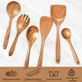 thumbnail image 3 of Kitchen Spatula Set, Wooden Spoon Set, Utensil Set, Wood Spoon Set, Cooking Accessories Gadgets, Spatula, Fork, Teak Wood Utensil, Non Stick, Organic, Dish Washable (6 Pack), 3 of 6