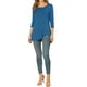 thumbnail image 2 of INSPIRAR CHIC Blusas de Mujer Cuello Redondo de Manga 3/4 con Botones Decorativos y Dobladillo Irregular Estilo Casual XL Azul Real, 2 of 7