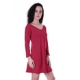 thumbnail image 2 of Moomaya Womens Full Sleeve Shift Dress w/ V neck Cotton Casual Summer Dresses - HE, 2 of 7