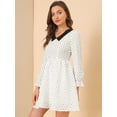 thumbnail image 4 of Vestido Entallado y Acampanado Allegra K Con Estampado De Corazón Y Mangas Abullonadas Blanco XS, 4 of 6