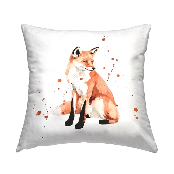 Stupell Industries Sitting Fox Orange Wildlife Animal Portrait Design by Victoria Borges Throw Pillow