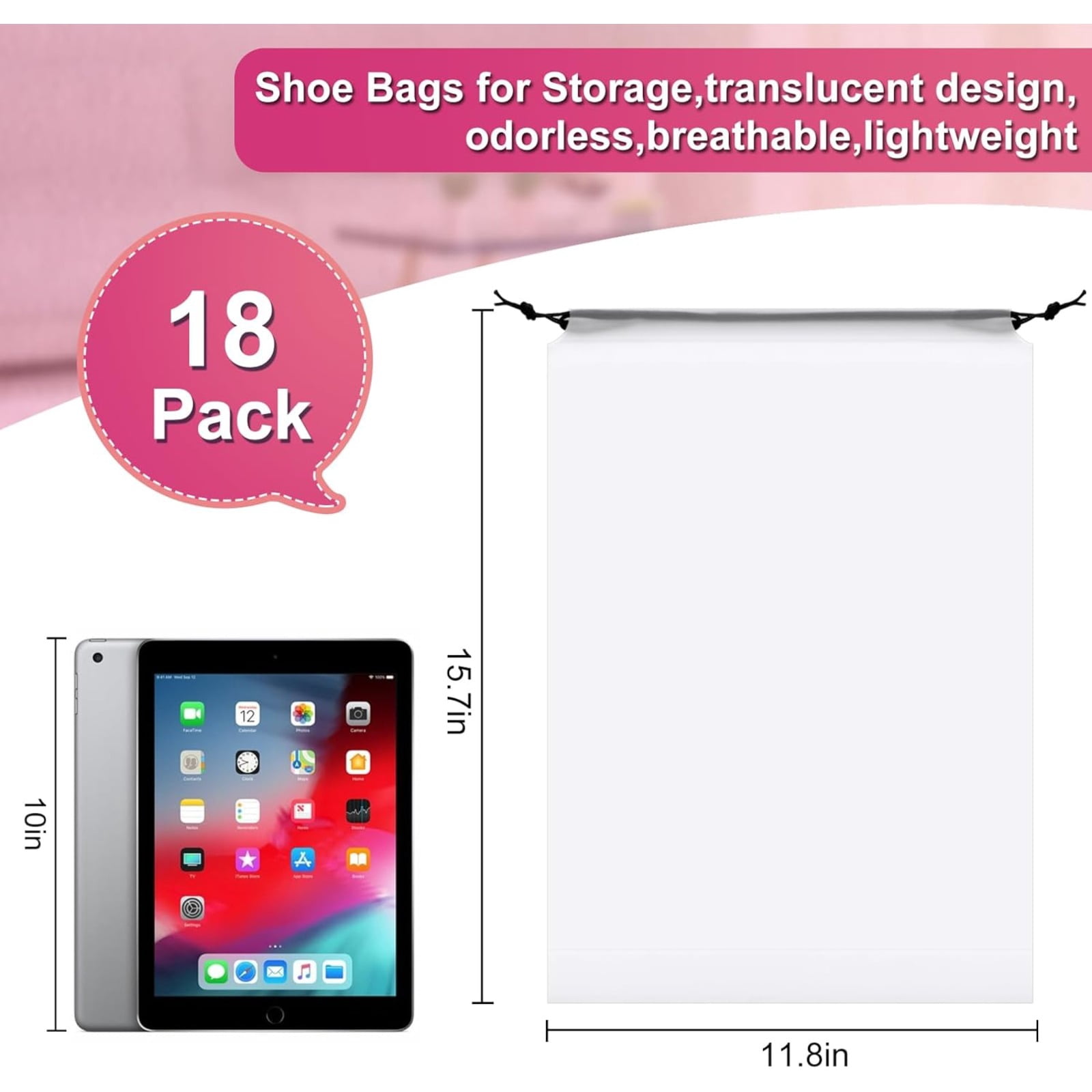 Over the Door Shoe Organizer with 40 Pockets, 18 Travel Shoe Bags & 1 Washing Bag, Hanging Shoe Rack with Breathable Mesh