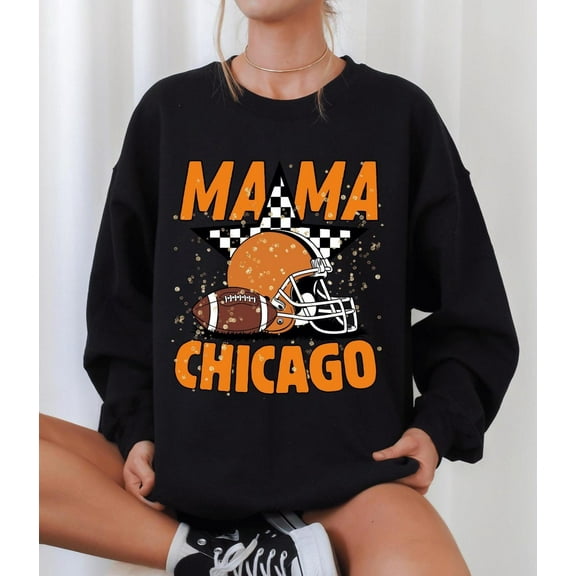 Mama Chicago Football Sweatshirt And Hoodie | Cute Game Day Football Mama Fan Apparel Tshirt All Size S-5XL