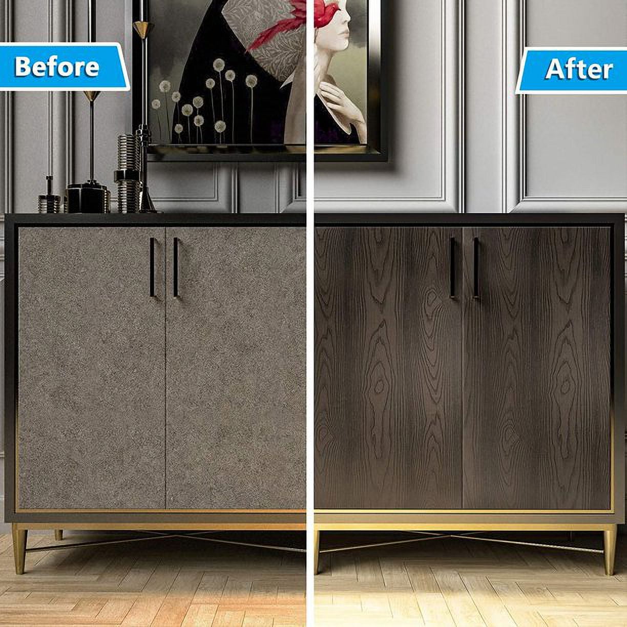 VEELIKE Brown Black Peel and Stick Wallpaper Self Adhesive Wood Contact Paper for Countertops Waterproof Removable Wood Grain Contact Paper Wood Vinyl Roll for Kitchen Cabinets Table 15.7"x354"