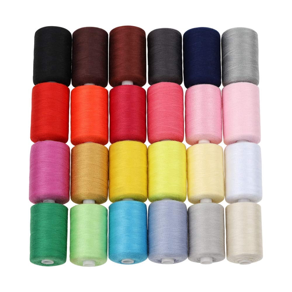 Haitral Multi-color 100% Polyester Sewing Thread, 1000 yd (24 Pieces)
