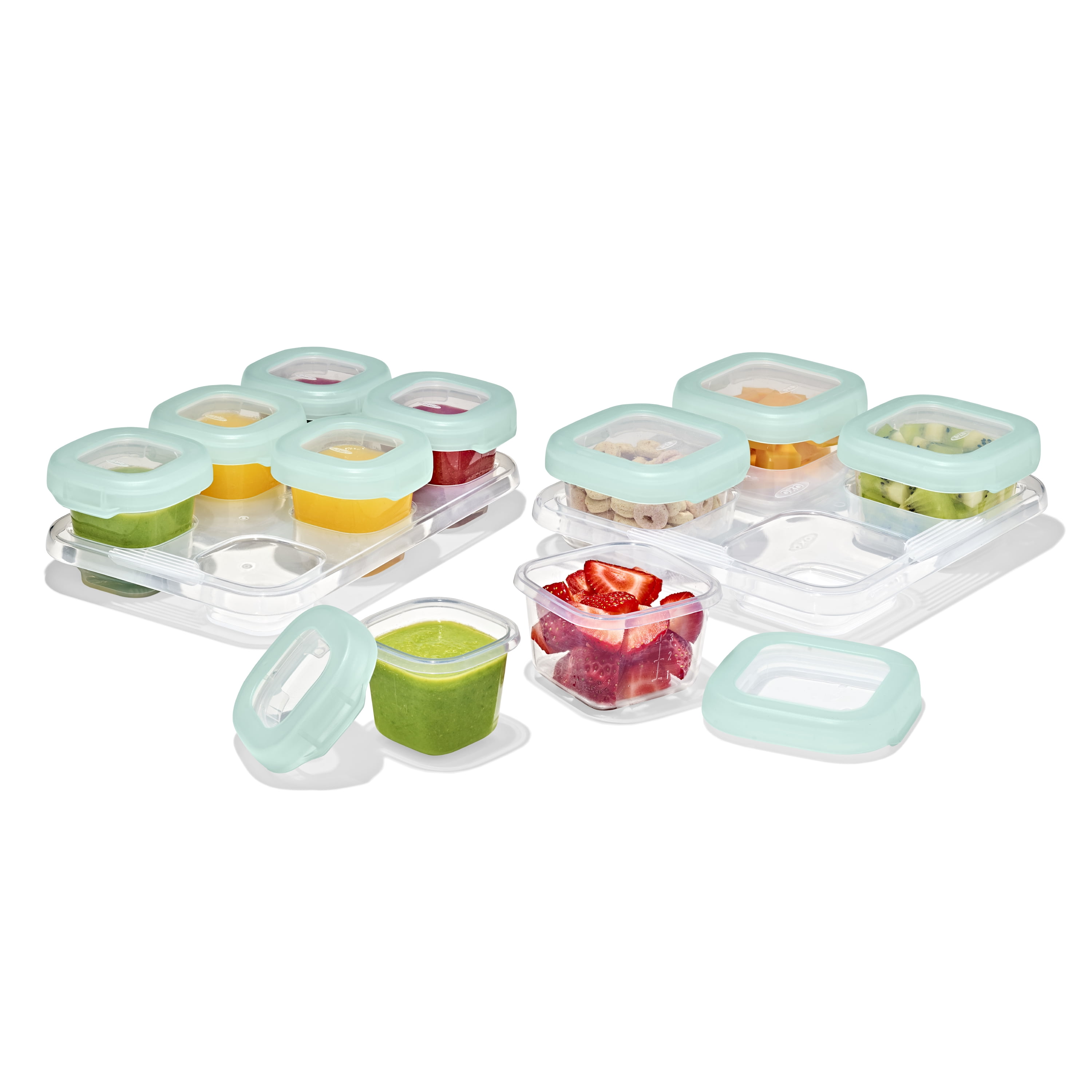 OXO Tot Baby Blocks Food Storage Container Set, 2 oz. & 4 oz., Opal, 12-Pack, For Infants Ages 0-12 Months