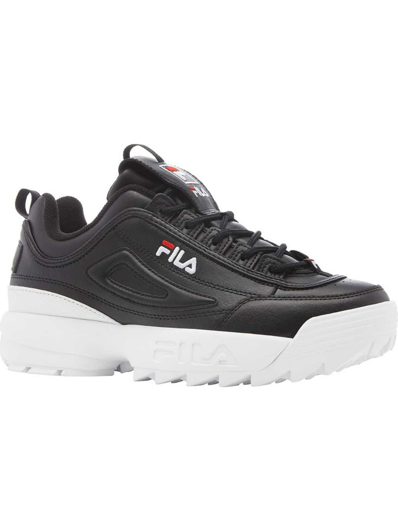 Women's Fila Disruptor II Premium Sneaker Black/White/Red 7.5 M -