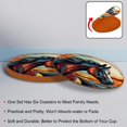 thumbnail image 4 of Horse Set of 6 Cool Round Microfiber Leather Coasters, 11x11 cm/4.3x4.3 in, Stylish Drink Mats for Home and Office Decor, 4 of 6