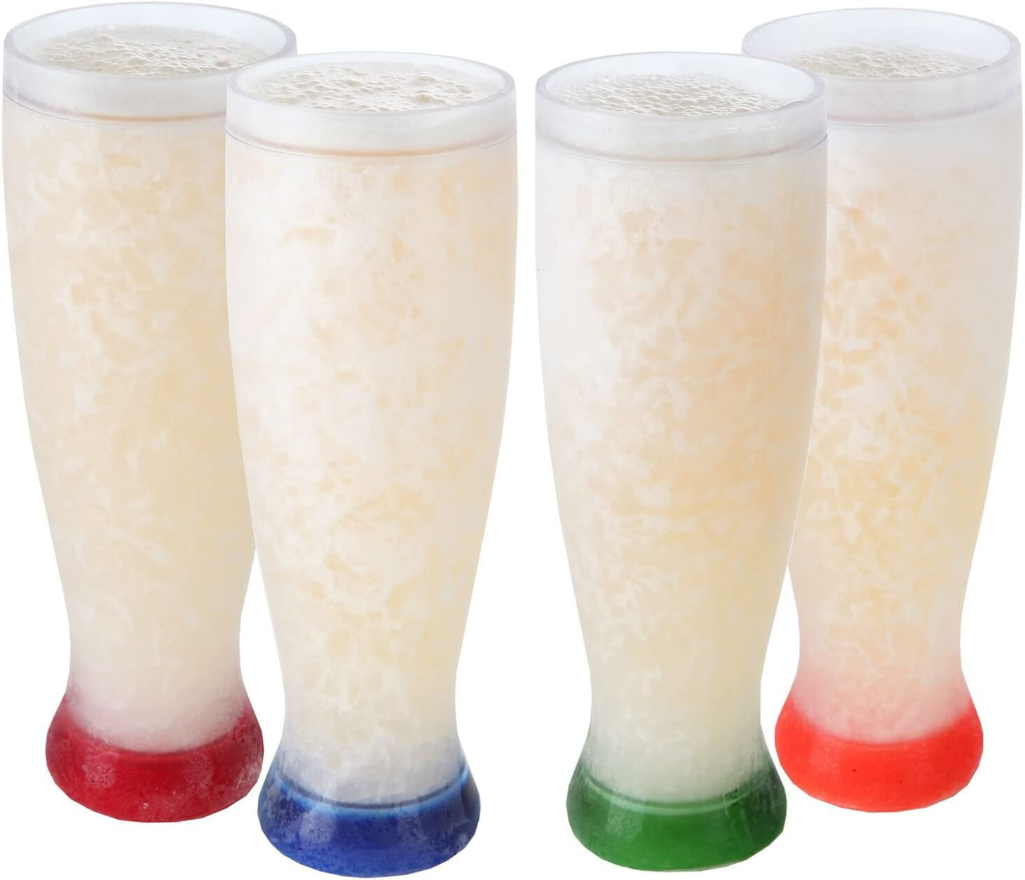 Set Of 4 Double Wall Gel-Filled Acrylic Freezer Beer Glasses - Keeps 'em  Cold!