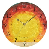 Orange Autumn Landscape Round Wall Clock Silent Battery Operated Home Decor for Living Room Bedroom