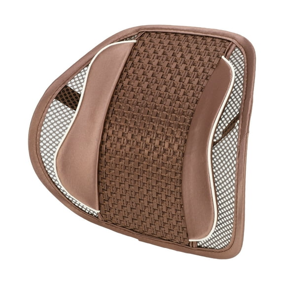 Unique Bargains Car Seat Cover Bamboo Bead Lumbar Massage Lumbar Cushion 38x44cm Mesh Brown 1 Pc