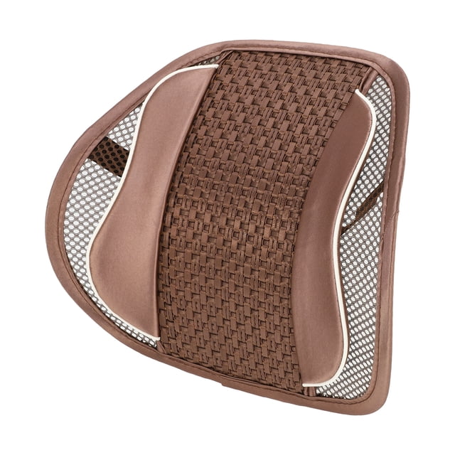 Almohada lumbar de masaje para asiento de automóvil Unique Bargains con cuentas de bambú 38x44cm Malla Marrón 1 Pc